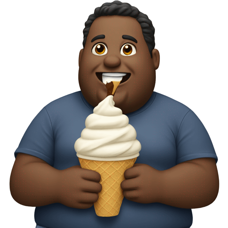 fat man eating ice cream emoji