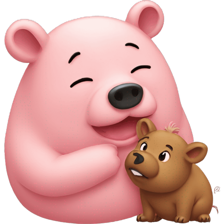 Bear kissing pig emoji