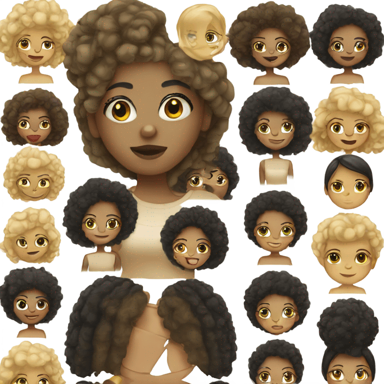 Tan girl with black and blonde afro emoji