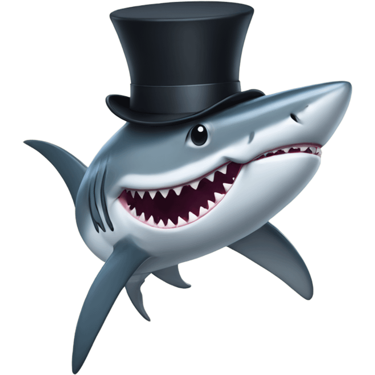 Shark with a top hat emoji