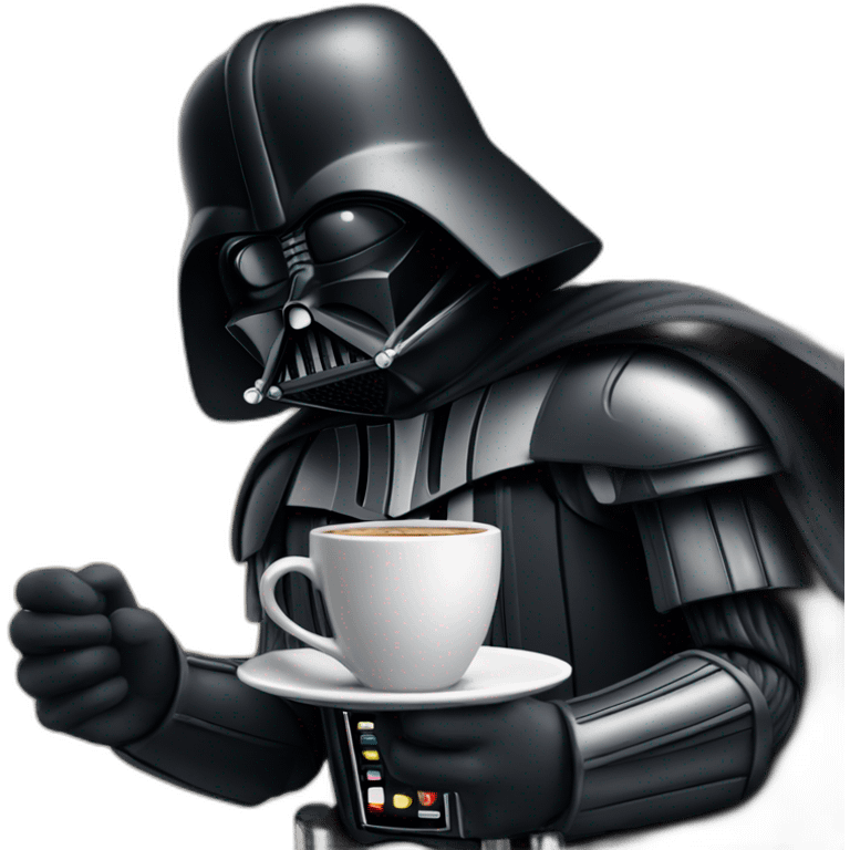 Dark Vader dando los buenos dias con una taza de café emoji