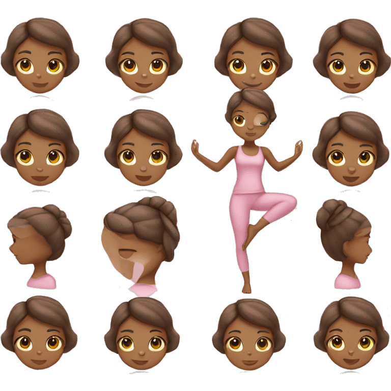 brunette yoga girl light pink clothes emoji