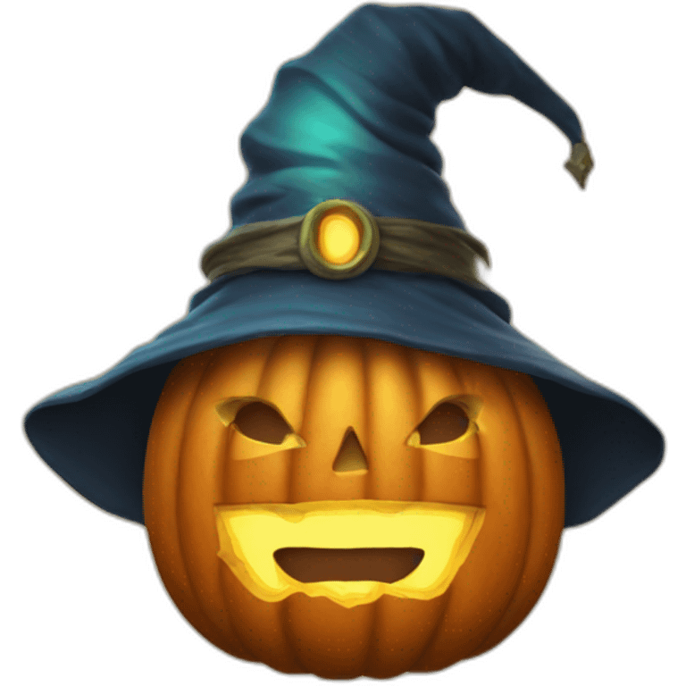 pumpkin with wizard emoji