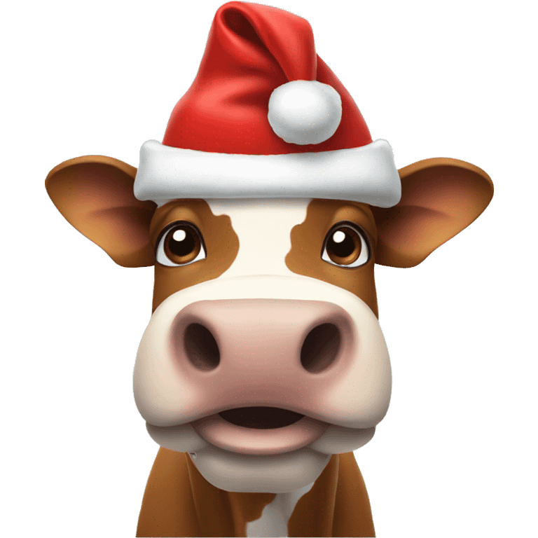 Cow wearing Santa hat emoji