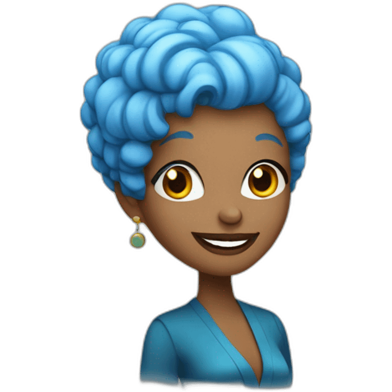 jazz singer with blue hair, woman, 50 years old emoji