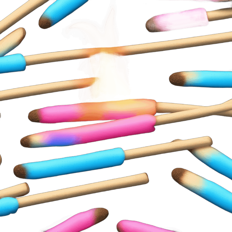 Pink and blue neon a burning match emoji