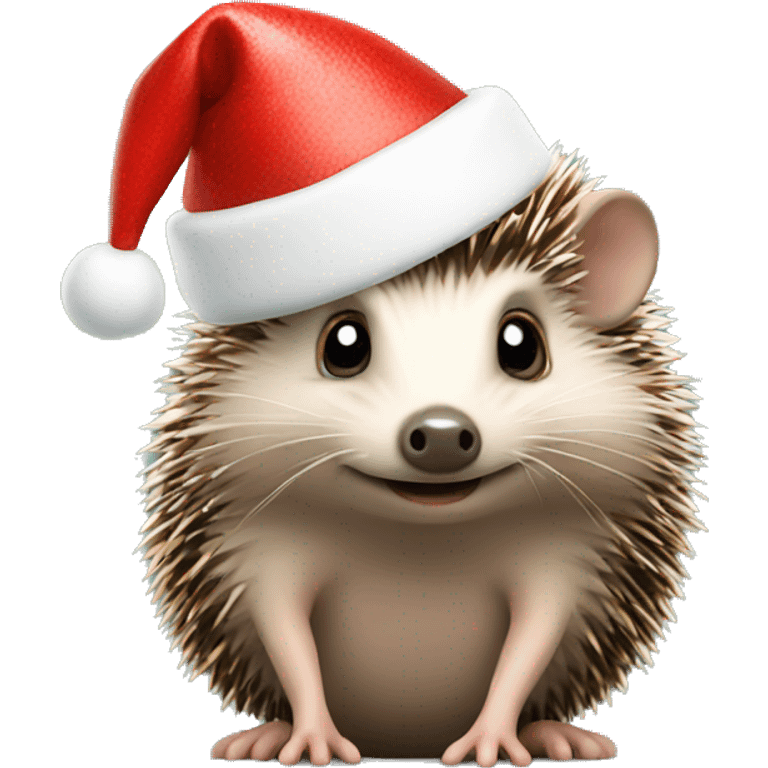 hedgehog with a christmas hat emoji