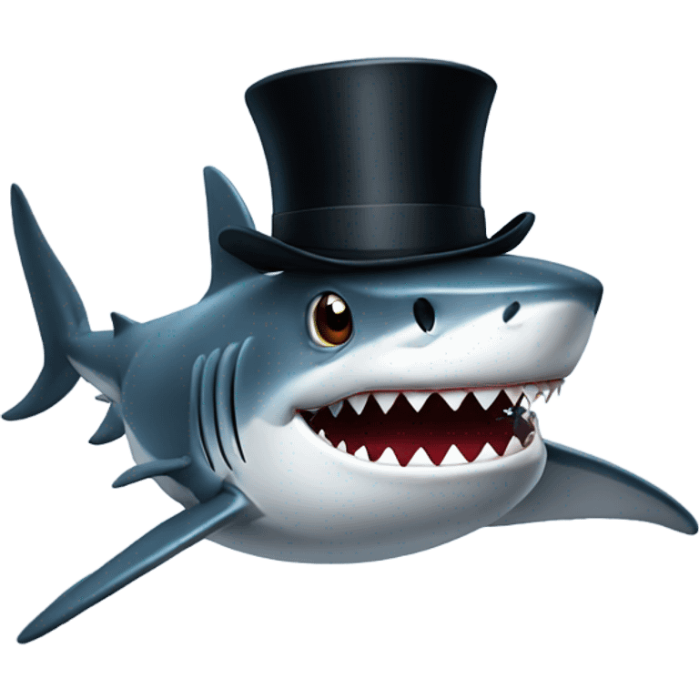 Shark with a top hat emoji