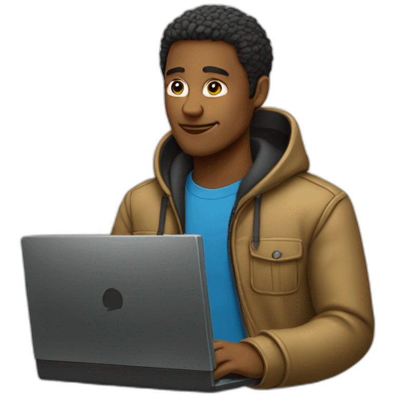 cool dude in jacket working on pc emoji