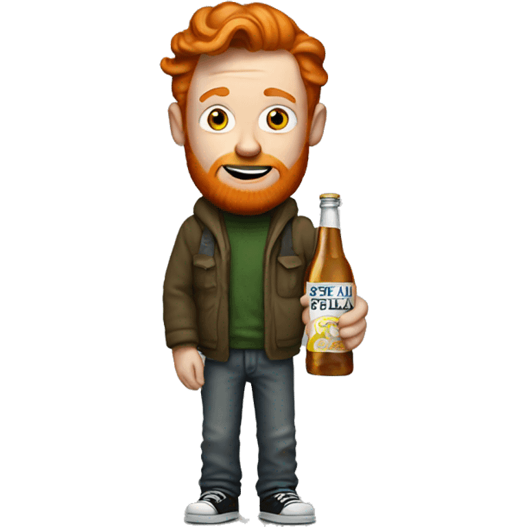 Ginger homeless man with bottle of Stella emoji