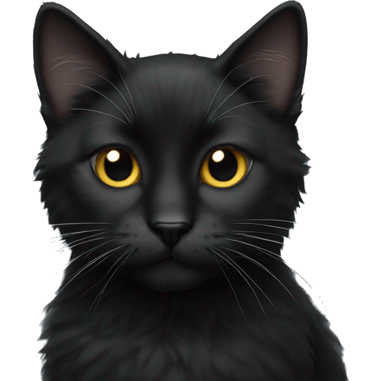 fluffy black cat with white spot on nose emoji