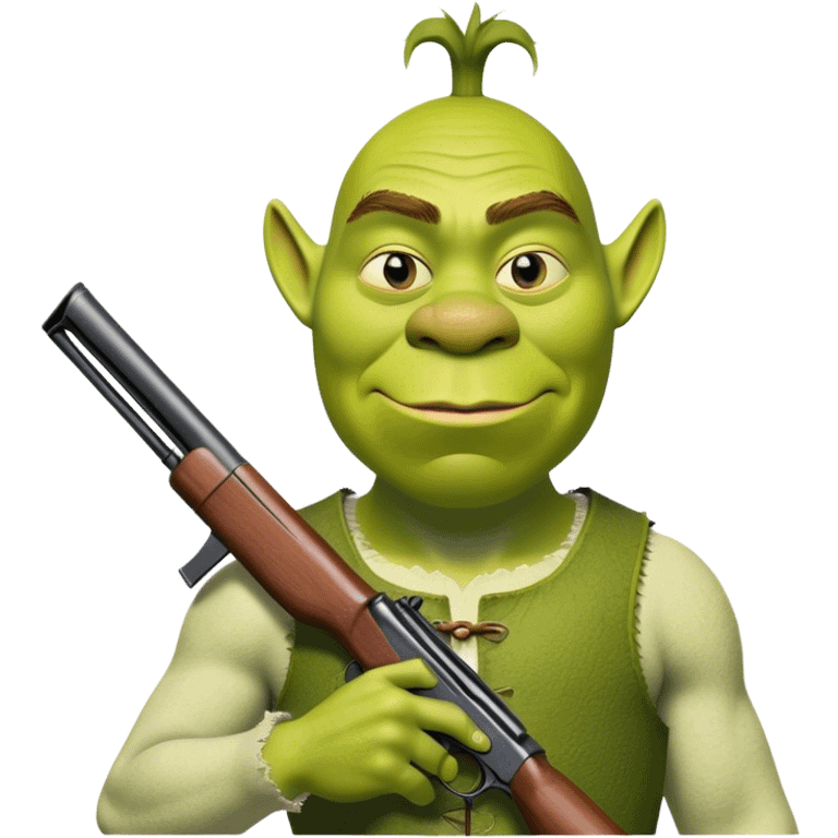 Very thin Shrek with shotgun emoji