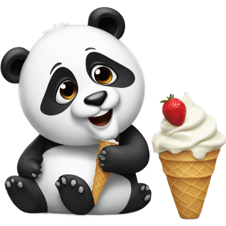 Panda eating ice cream emoji