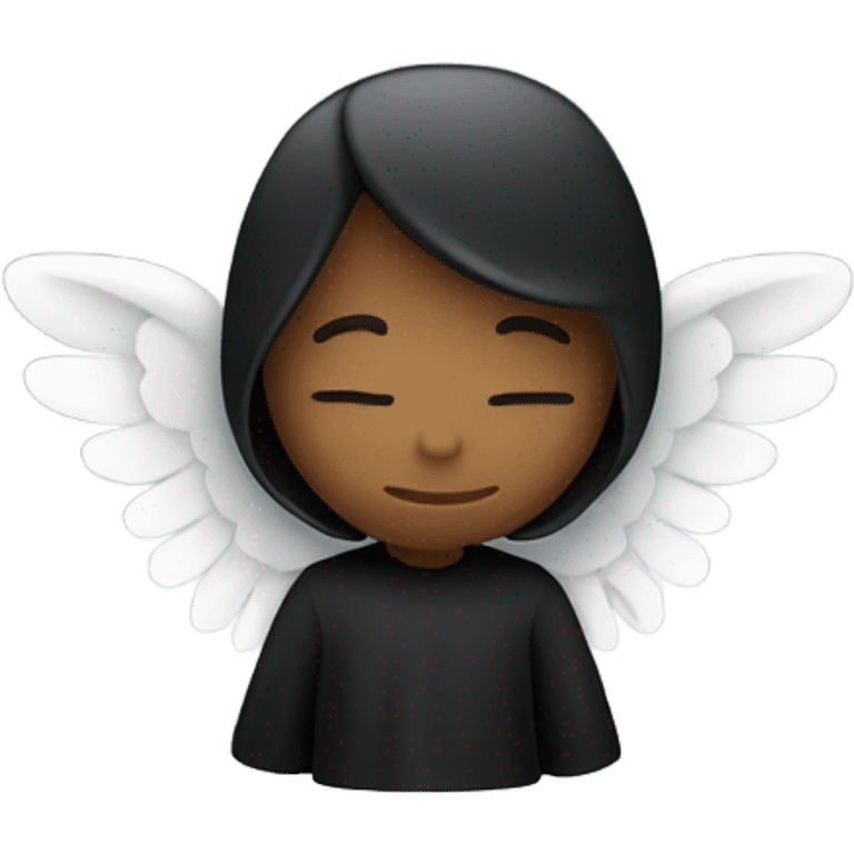 angel in black clothes with hidden face  emoji