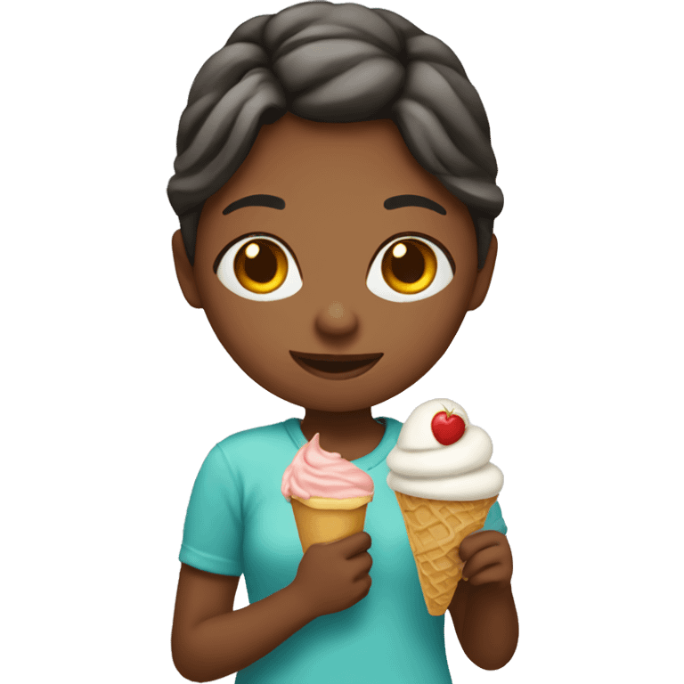 Girl holding ice cream emoji