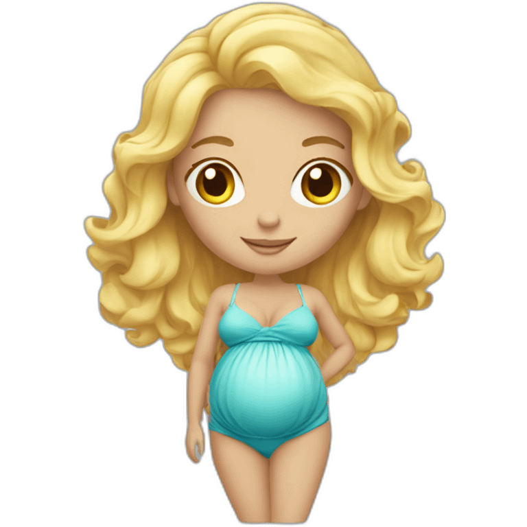 adorable pregnant blond full body women with beach-wave-hair emoji