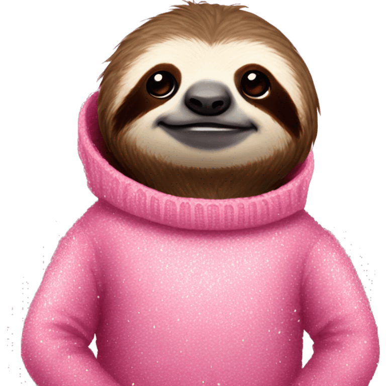 sloth in a pink sparkly sweater emoji