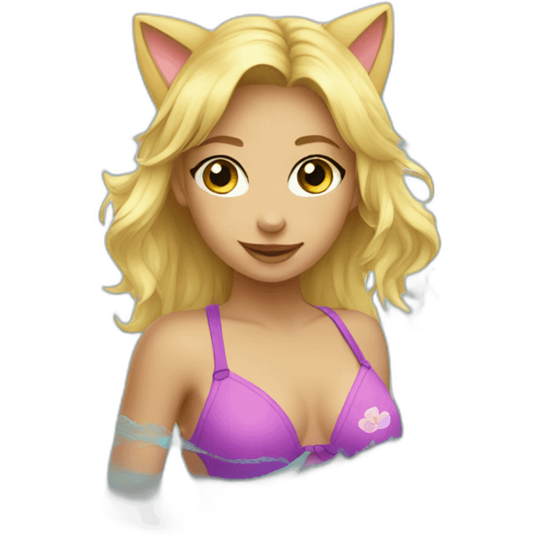 hot catgirl blonde swim suit emoji