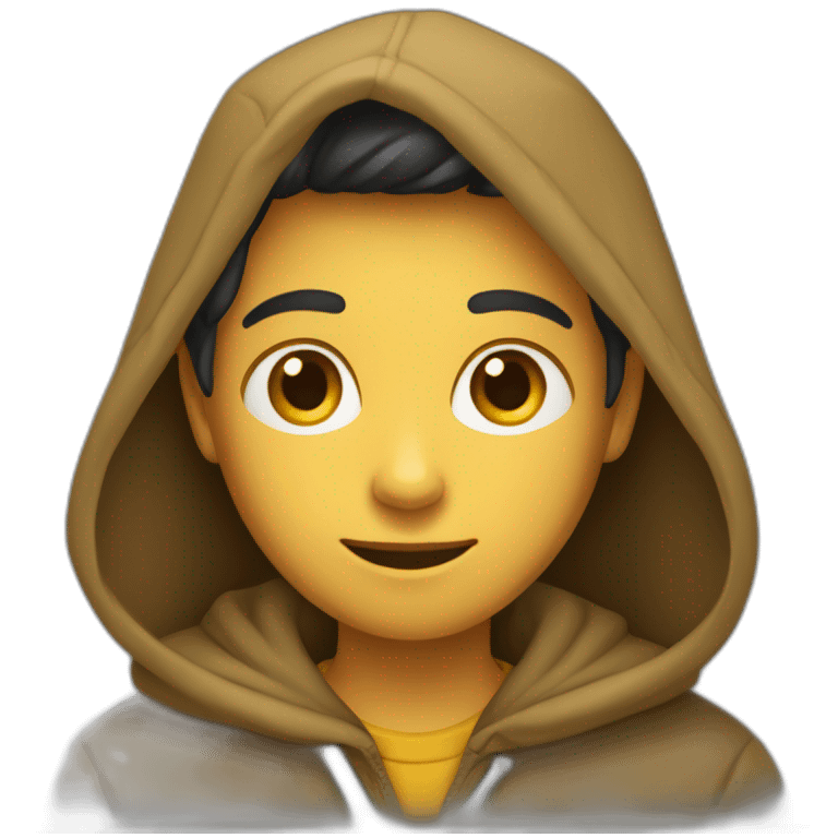 Garçon 13 ans en capuche et cache cou emoji