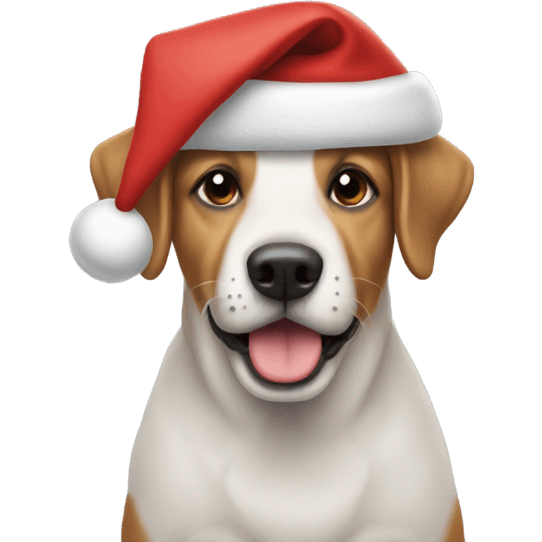 dog wearing a christmas hat emoji