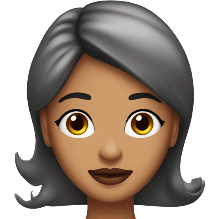 Cosmetic nurse with brown blown out hair and olive skin doing lip filler emoji