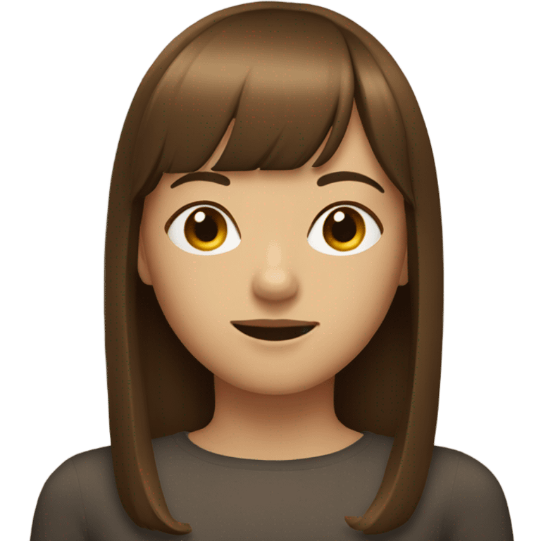 Girl with brown straight hair and bangs emoji