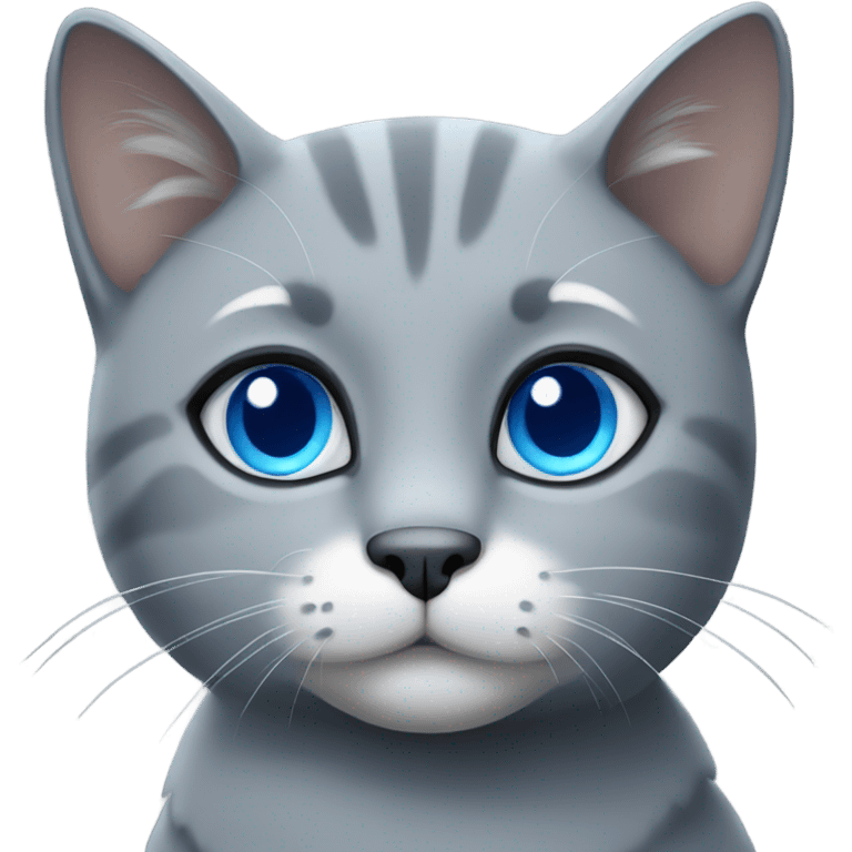 Grey cat with blue eyes emoji