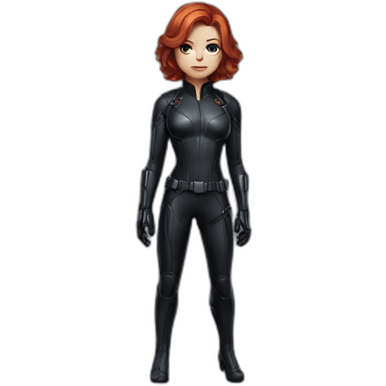 cat in avengers’ black widow suit full body emoji