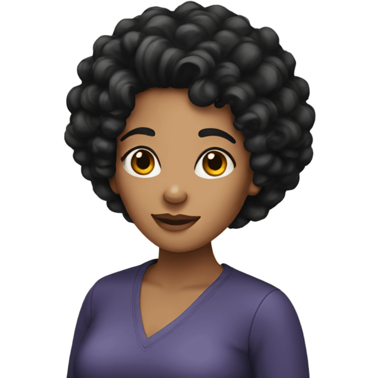 Woman with black curly hair emoji