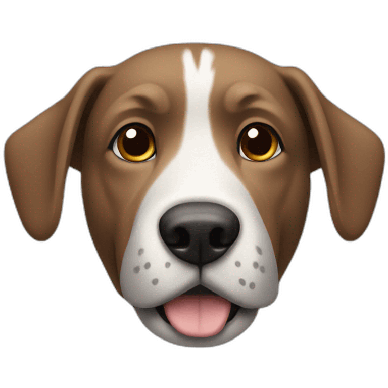 Dog with grey body, brown head, white nose, ears long  emoji