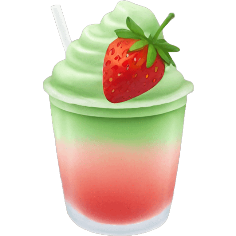 Iced strawberry matcha emoji