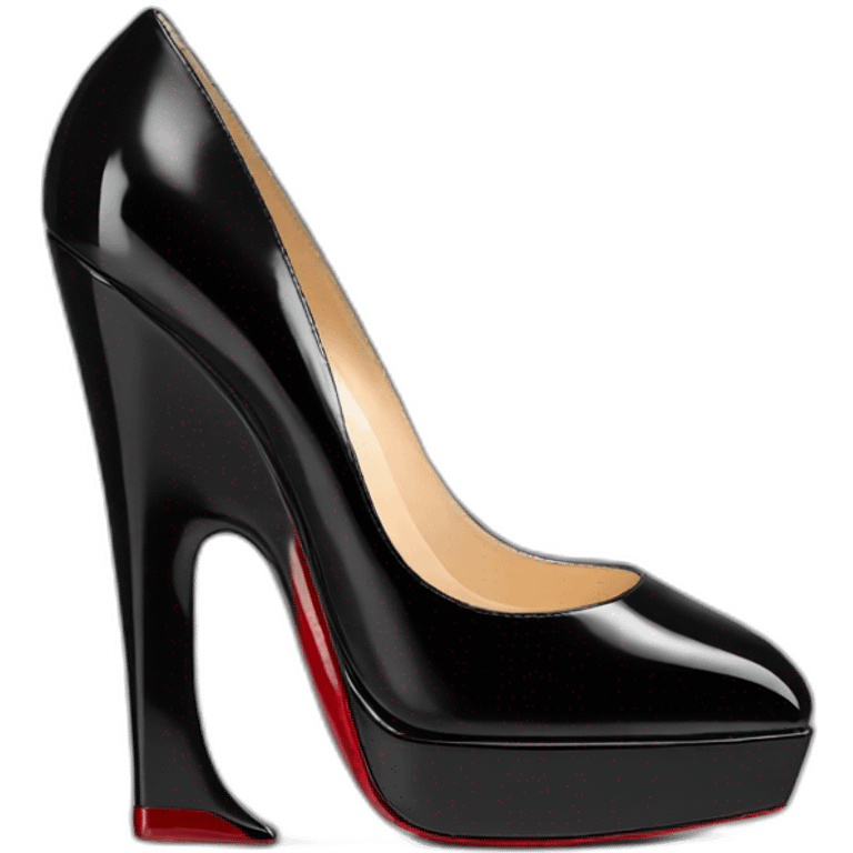 WEDGE heel LOUBOUTIN black leather PATENT emoji