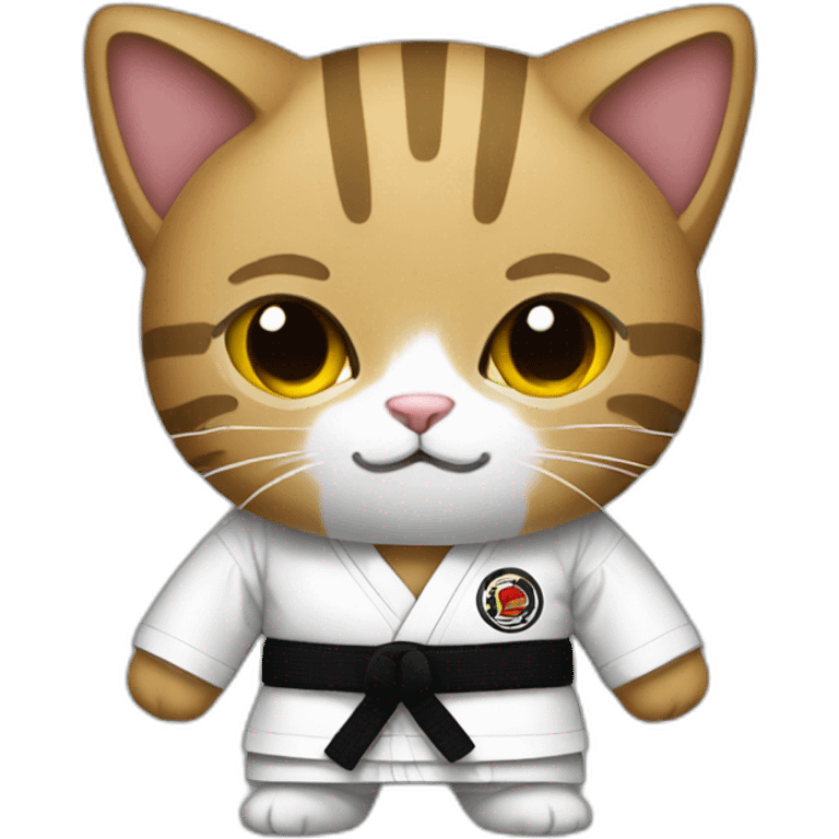 Cat wearing a black Jiu-Jitsu gi emoji