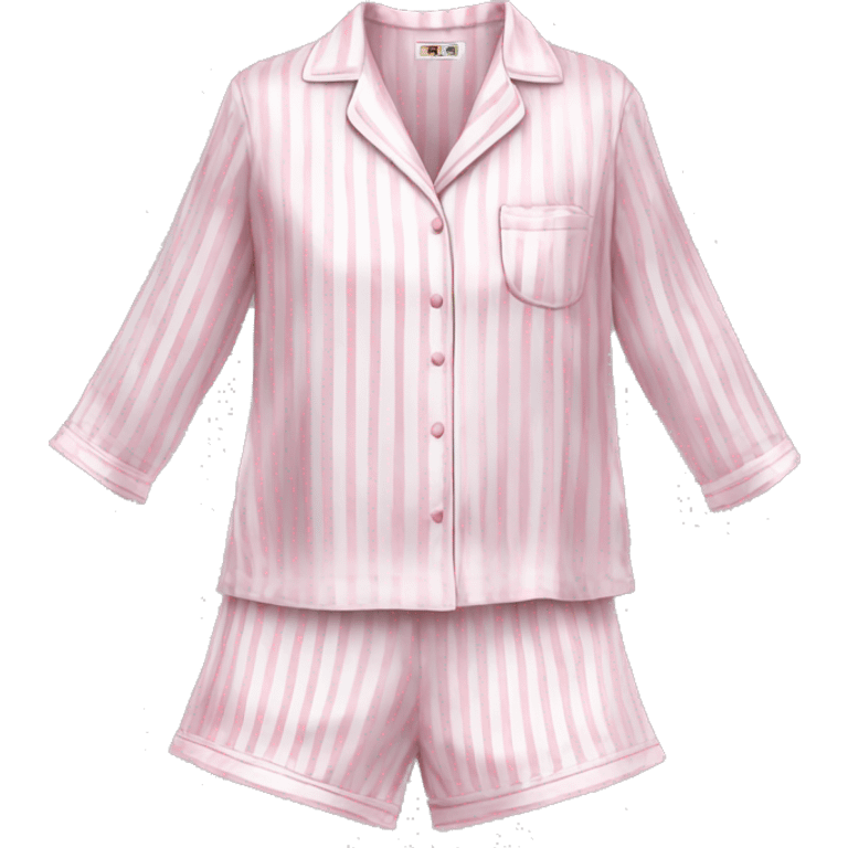 light pink and white silk striped pyjama set emoji