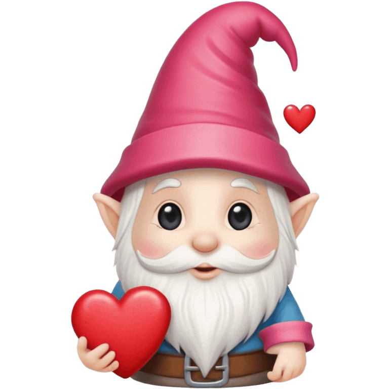 An adorable little Valentine’s Day style gnome with a heart emoji