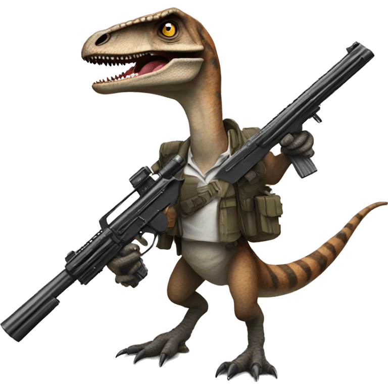 Velociraptor with gun emoji