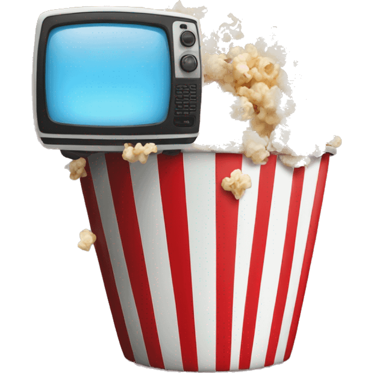 Popcorn in a striped cup with a TV emoji