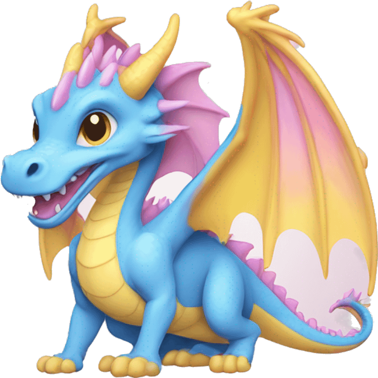 pink, blue and yellow pastel dragon emoji