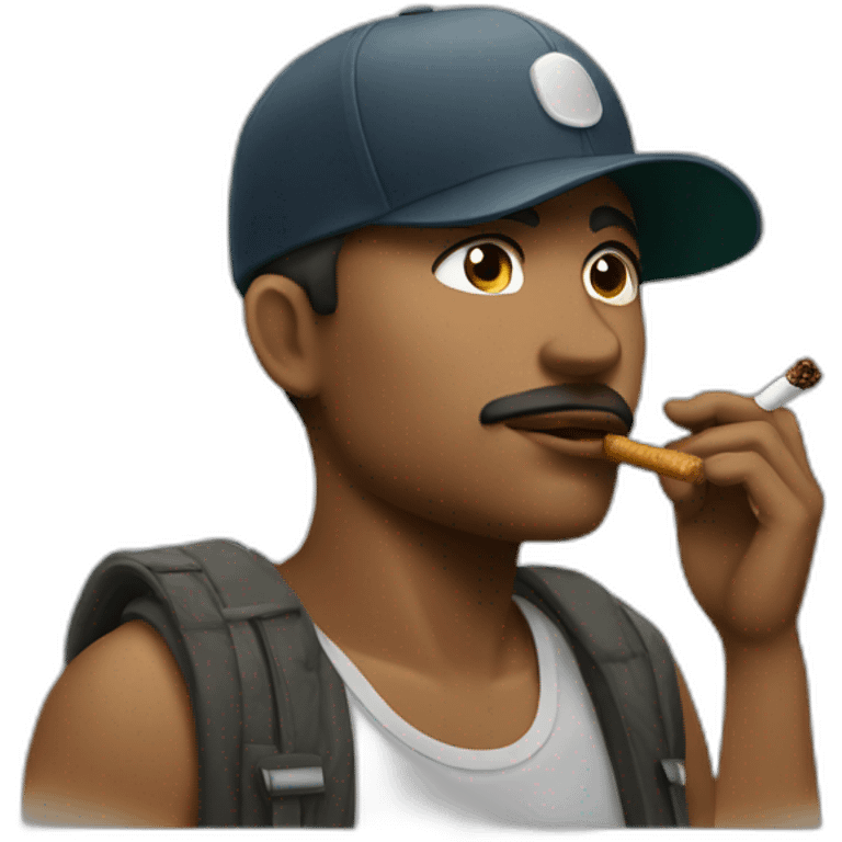 Man with a cap smoke a cigaret  emoji