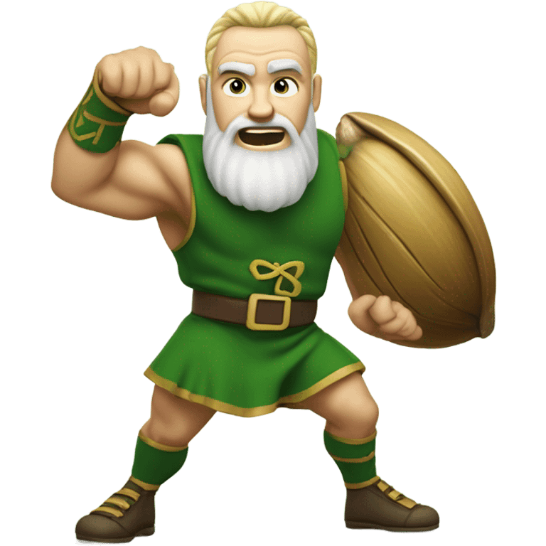 Fighting Irishman kicking a nut emoji