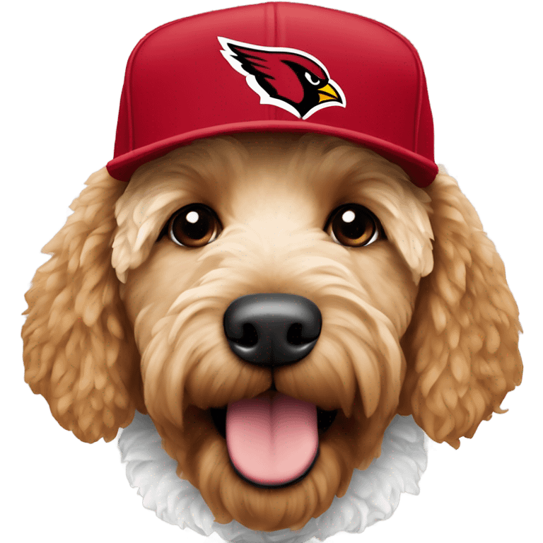 Golden doodle with Arizona cardinals hat  emoji