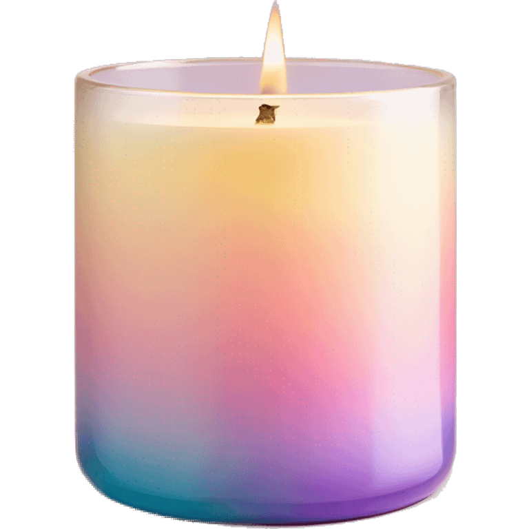 Pastel gradient hue glass jar candle with holder emoji