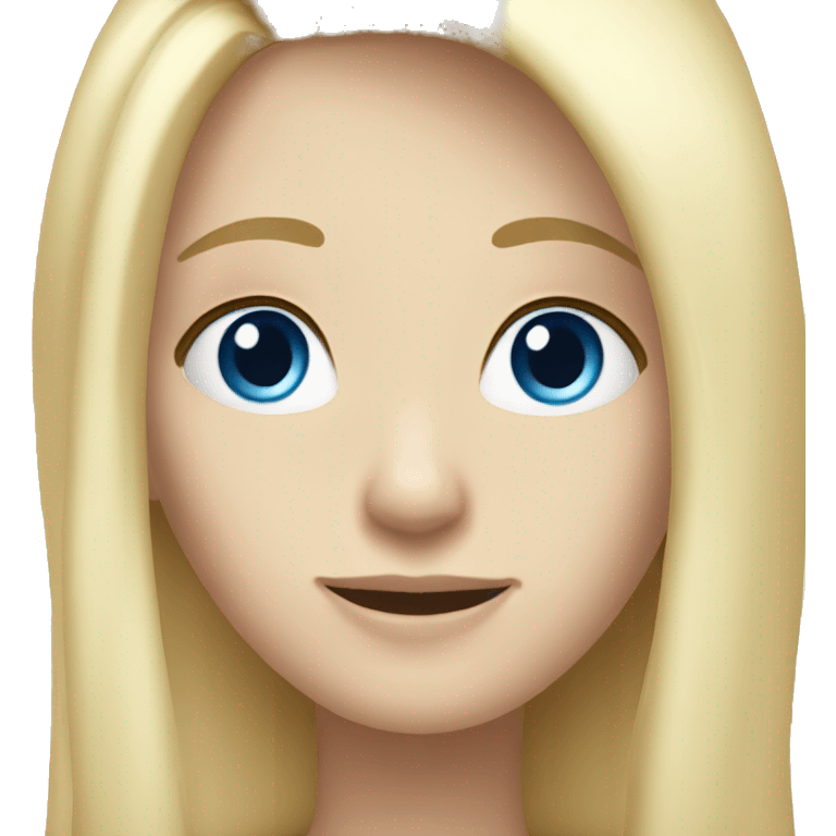 blonde long hair blue eyes girl saying hi emoji