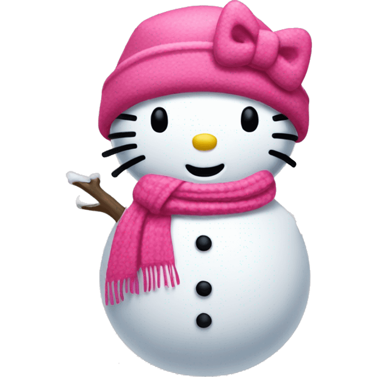 Hello kitty snow man with pink scarf emoji