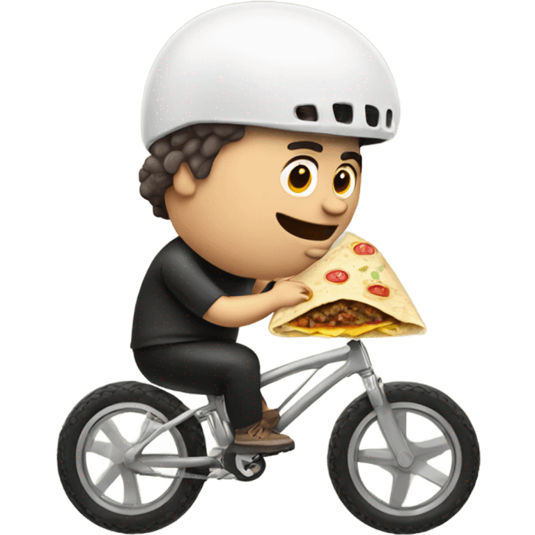 Fat white bike rider eating a burrito emoji