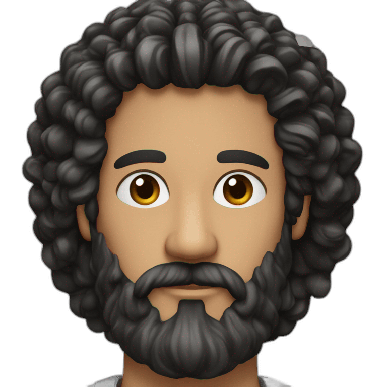 Hombre de tes morena con barba, anteojos de pasta negros y pelo largo emoji