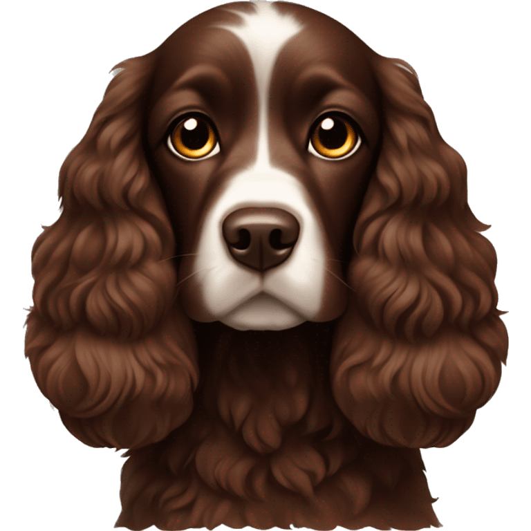 Chocolate brown spaniel with fluffy head emoji