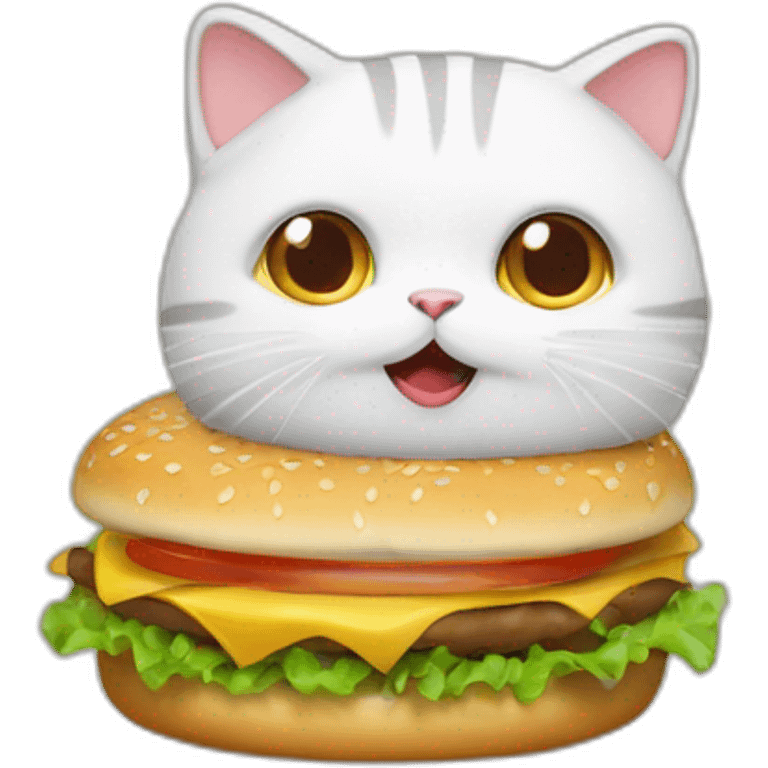 Un chat qui mange hamburger emoji