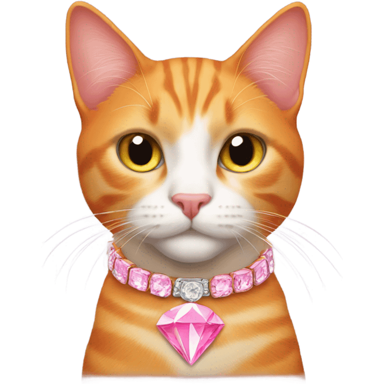 Orange cat with pink diamond collar  emoji