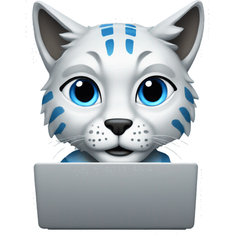 A blue lynx with a laptop emoji